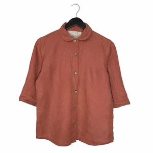 Camicia blusa non perfetta lino lilla colletto bottoni taglia S/M arancione pallido - Foto 1 di 4
