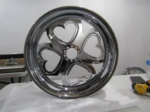 PERFORMANCE MACHINE HEART REAR WHEEL FOR HARLEY CHOPPER MOTORCYCLE - 18 X 5.5 - Picture 1 of 9