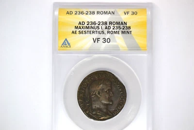 Maximinus I (AD 235-238). AE sestertius (29mm). ANACS VF-30.  Awesome coin!! - Image 1 of 4