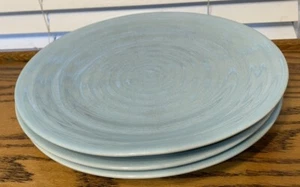 WEST ELM Set Of 3 Crackle Dinner Plates Teal Turquoise 11” Light Blue Heavy EUC - Picture 1 of 7
