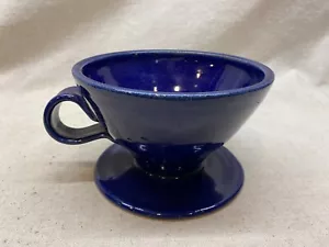 Handmade Hand Thrown Art Pottery Coffee Pour Over Drip Glaze Dark Blue ooak - Picture 1 of 4