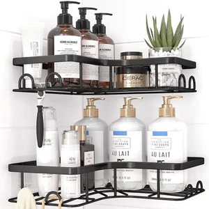 Corner Shower Caddy 2 Pack Adhesive Shower Organizers Rustproof Stainless Steel - Picture 1 of 6