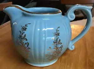 Crema Pearl China Co. Vintage Años 1940 Azul Cielo MCM Borde Oro 22k Floral 453A - Imagen 1 de 9