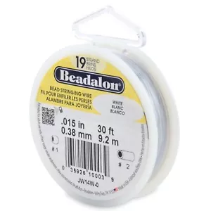 Alambre de cuerda de cuentas flexible Beadalon 19 hebras blanco 0,015 in, carrete de 30 ft - Imagen 1 de 1