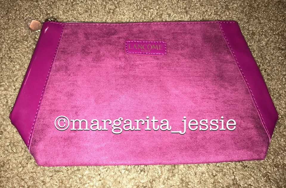 LANCOME FUSCIA FAUX SUEDE MAKEUP COSMETIC BAG NEW FREE SHIPPING - Image 1 of 1