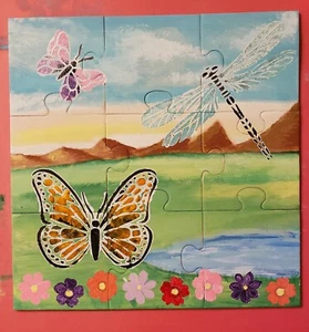 Custom Handpainted Magnet Wood Puzzle 9pcs- Personalized - Picture 1 of 3
