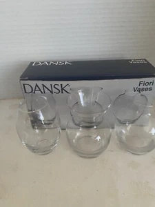 Juego de 3 jarrones de cristal transparente en miniatura Dansk - Imagen 1 de 4