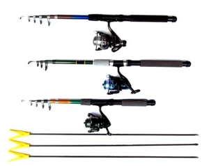 Tolles Angelset 3 Angelruten 3 Rollen 3 Rutenhalter Angelausrüstung            - Bild 1 von 3