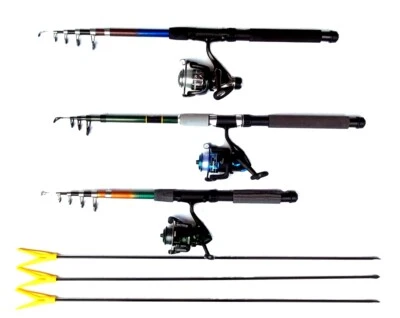 SKORPION RUMPOL Tolles Angelset 3 Angelruten 3 Rollen 3 Rutenhalter Angelausrüstung