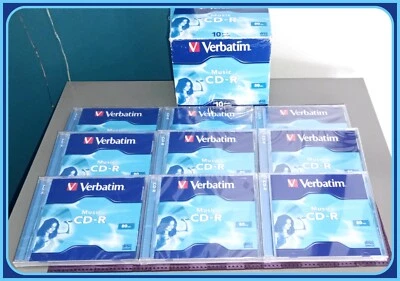 Verbatim Music CD-R Jewel Case CDR Recordable Blank Audio 80 Min 43365 x 9 NEW - Image 1 of 4