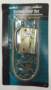 New Screen Door Set w/ Handle Spring 2 Hinges Hook & Eye Screw Zinc Dichromate - Picture 1 of 3