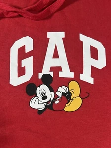 GAP x Disney Mickey Mouse Rot Hoodie Herren L Fleecepullover Sweatshirt Logo - Bild 1 von 9