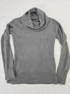 Suéter Carol Rose Mujer Pequeño Gris Acanalado Tejido Capucha Cuello Manga Larga Pullover Foto 1 de 4