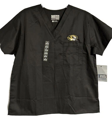 NWT WonderWink Unisex Scrub Top Size Small - Black - Missouri Tigers - Image 1 of 4