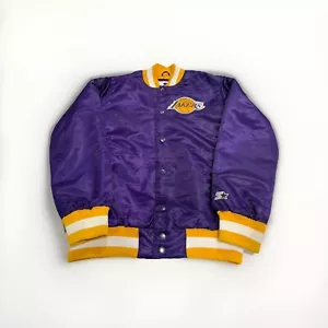 Los Angeles Lakers Starter Full-Snap Starter Purple Bomber Jacket M New No Tags - Picture 1 of 3