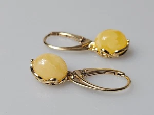 Classic earrings small white amber earrings gift for mother - Picture 1 of 6