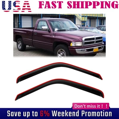 Para Dodge Ram 1500 2500 3500 1994-2001 viseras de ventana en canal ventilación lluvia  Foto 1 de 4