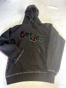 Cookies Hoodie schwarz mit gesticktem Regenbogen Logo & Seitenstich XL - Bild 1 von 10