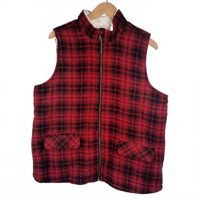 NWT Maurices Women's Red Plaid Faux Wool Vest XL - Image 1 of 4