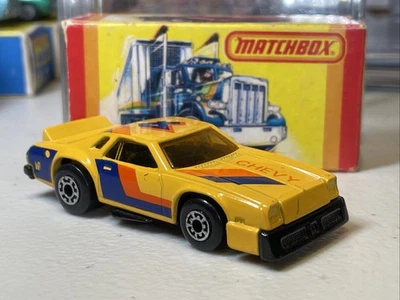 Chevy Pro Stocker #4 yellow #34 Matchbox Superfast w/ Original Box - Image 1 of 4