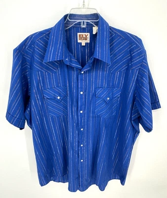 Camisa a Presión De Colección Ely Cattleman Para Hombre Perla Talla XL Western Country Vaquero Foto 1 de 4