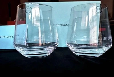 Juego de 2 vasos de vidrio de roca Tiffany & Co. en caja hechos en Alemania Foto 1 de 4