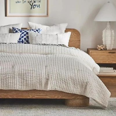 Colcha Anthropologie Jersey Channel Stitch – Queen – Aveia urzeda – Nova com etiquetas - Imagem 1 de 3