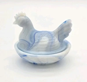 Vintage Boyd Kunst Glas Henne auf einem Nest 3" Winter Wirbel Schlacke #71 2-4-86 - Bild 1 von 8