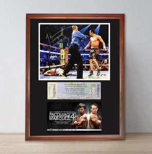 PACQUIAO vs MARQUEZ IV Framed 13x17" Signed Photo, Poster & Ticket DISPLAY REPRO - Picture 1 of 1