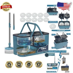 360 Spin Mop & Bucket Set - 4-Chamber System for Clean Water & Easy Wringing - Picture 1 of 11