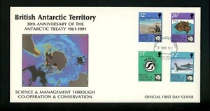 Postal History FDC#180-183 British Antarctic Territory 1991 Science Conservation - Picture 1 of 2