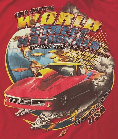 STREET NATIONALS 16th Annual World Orlando Speed Dragway USA Red Polo Shirt L Cover