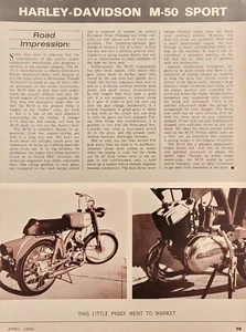 1966 Harley Davidson M50 Sport Original 1p Motorcycle Article - Picture 1 of 1