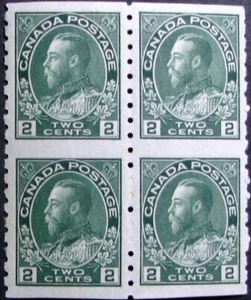 1924 CANADA #128a: MNH/MH 'KGV' - Part perforate coil block of 4 - Picture 1 of 1