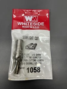 WHITESIDE 1058 STRAIGHT CUT ROUTER BIT 2 FL 1/2" SH 1/4" DIA 3/4" CL - USA - Picture 1 of 2