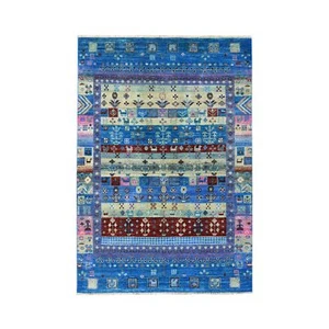 4'x5'10" Colorful Kashkuli Gabbeh Pure Wool Hand-Knotted Oriental Rug R51615 - Picture 1 of 6