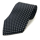 Men's IZOD Luxury Tie Black Geometric Foulard Printed Silk Necktie L 59 W 4