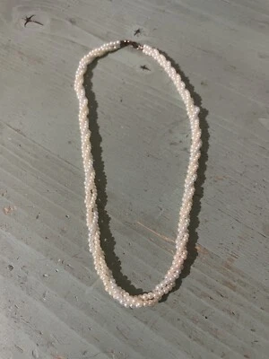 Collana intrecciata Perline bianco avorio 925 SILVER SURGICAL - Immagine 1 di 4