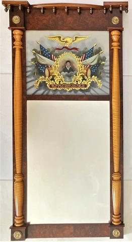 ONE-OF-A-KIND LGE. ANTIQUE STYLE MIRROR MADE BY ME; CURLY MAPLE+WALNUT BURL WOOD Cover