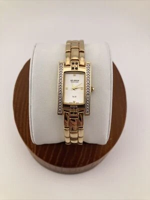 Reloj Helbros by JJ Damas 19mm Tono Dorado Diamante/Piedra Verde Bisel 8816ds - FUNCIONA Foto 1 de 4