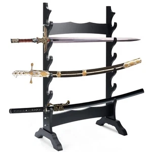 6 Tier Sword Stand Display Floor Katana Sword Holder Black Samurai Sword Stand - Picture 1 of 10