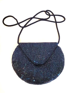 Cartera vintage azul con cuentas 5,5" de alto x 7" de ancho - Imagen 1 de 5