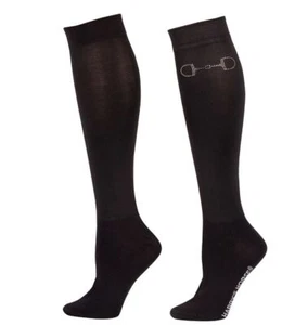 Harrys Horse Reitersocken Kniestrümpfe Bit schwarz mit silber - Picture 1 of 2