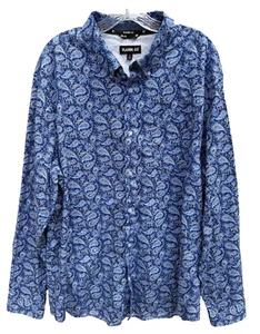 Rank 45 Blue Paisley Shirt Mens XL Button Front 100% Cotton Pocket - Picture 1 of 9