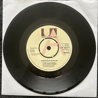 Jan & Dean – Sidewalk Surfin' 7'' Vinyl PROMO CLEANED/PLAY TESTED VG+ VIDEO CLIP - Image 1 of 4