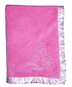 Gerber rosa kleine Cutie bestickt Blume Baby Decke Satin Borte Lovey 30x40 - Bild 1 von 2