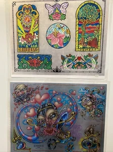 Vintage Adambomb 2001 Tattoo Wall Flash Art Love Stained Glass - Picture 1 of 5