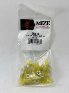 Mize 25 Pc Yellow Size 12-10 GA Heat Shrink Ring Connector Choice of 4 Sizes - Picture 1 of 7