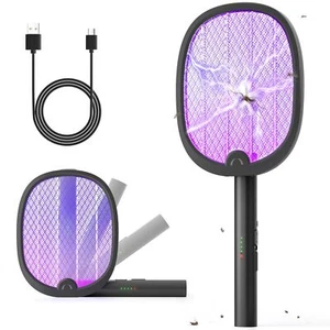 YISSVIC Electric Fly Swatter Foldable Bug Zapper Racket 2 in 1 Mosquito Kille... - Picture 1 of 9