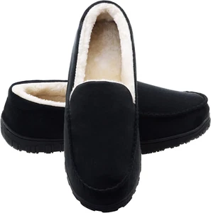 Lulex Moccasins for Men House Slippers Indoor Outdoor Plush Mens Bedroom Shoes w - Picture 1 of 12